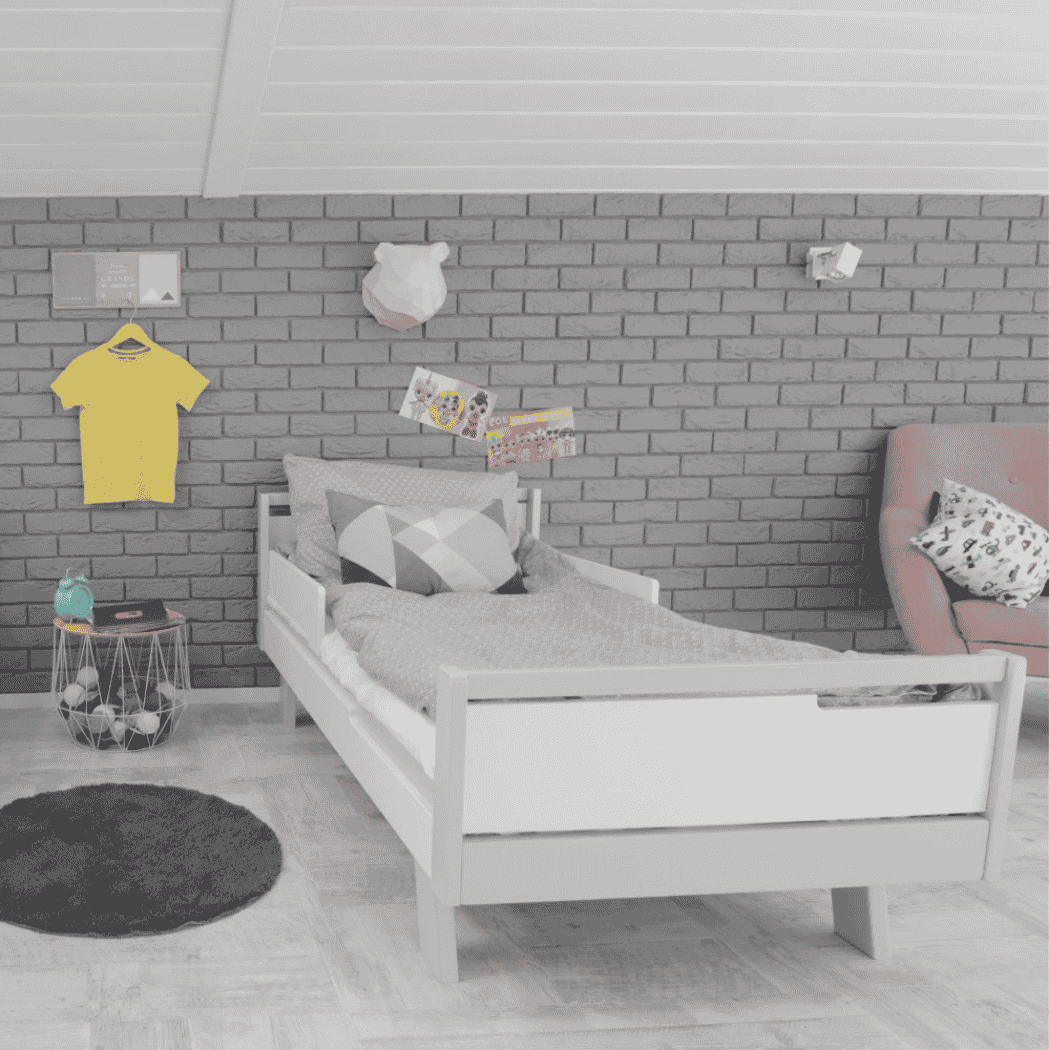 Postel pro Teenagery Lussi 190 Gekko Kids, Bílá / Šedá